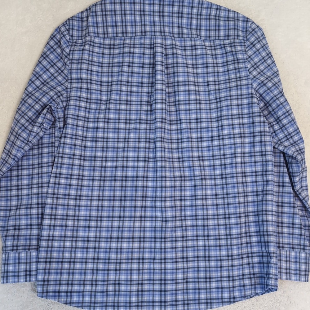 Dunning Shirt Mens 2XL Blue Plaid Button Down Performance Nylon Stretch Comfort - Picture 10 of 10